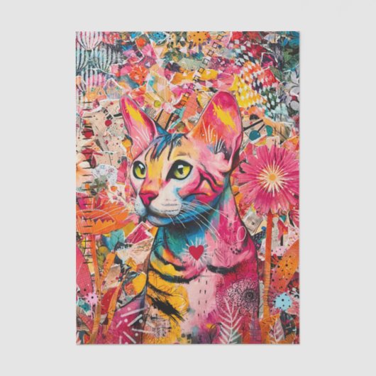 Papier Mousseline Cat Mixed Mixed Paper Collage Tissue Paper (Recto)