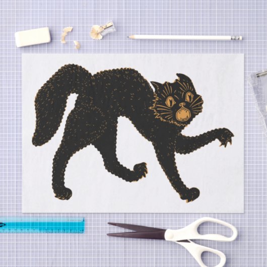 Papier Mousseline Cat noir effrayant de 1920 (Artisanat)