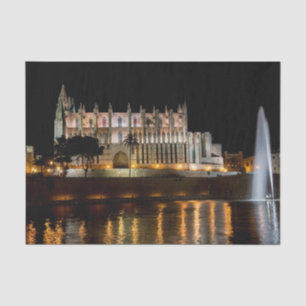 Papier Mousseline Cathédrale de Palma de Majorque la nuit - Espagne