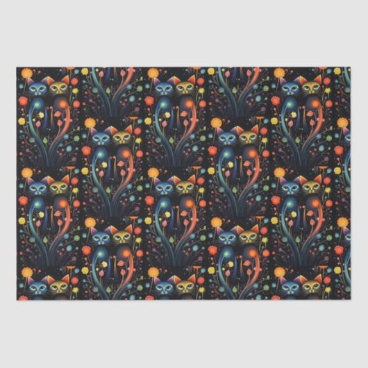 Papier Mousseline Caturday Artsy Attitude Abstraite Chats (Recto)