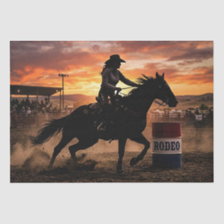 Papier Mousseline Cavalière de Rodéo Barrel Racer