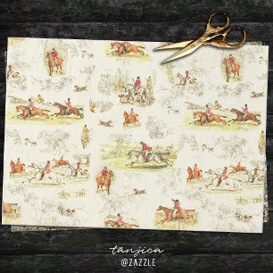 Papier Mousseline Cavaliers et Chiens de Chasse Anglais Vintage Chic