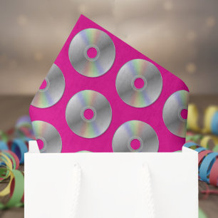 Papier Mousseline CD de musique rétro Motif Hot Pink Tissue Paper