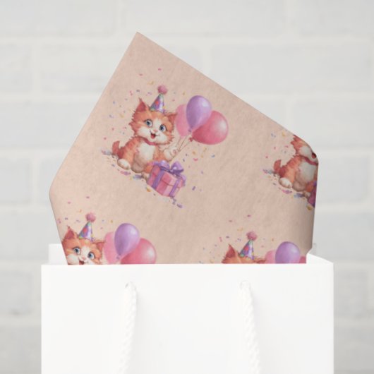 Papier Mousseline Célébration de chats Kitty Anniversaire (Sac cadeau)