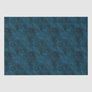Papier Mousseline Céleste Bleu et Or Starry Night Crescent Lune