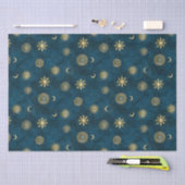 Papier Mousseline Céleste Bleu et Or Starry Night Crescent Lune (Artisanat)