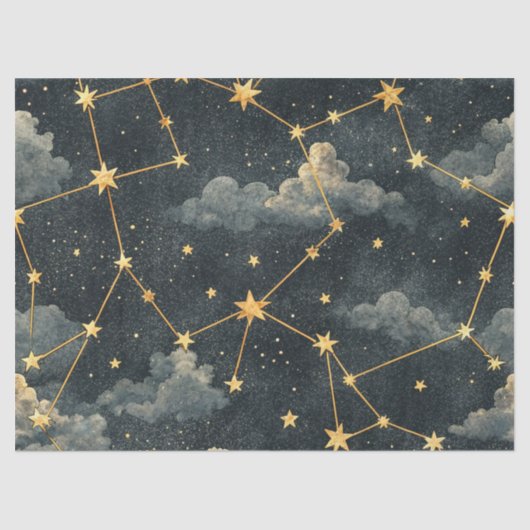 Papier Mousseline Celestial Constellation Star Pattern (1) (Recto)