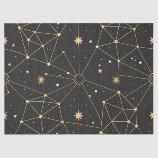 Papier Mousseline Celestial Constellation Star Pattern (3) (Recto)