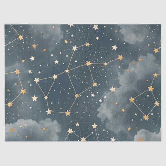 Papier Mousseline Celestial Constellation Star Pattern (4) (Recto)
