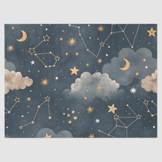 Papier Mousseline Celestial Constellation Star Pattern (5) (Recto)