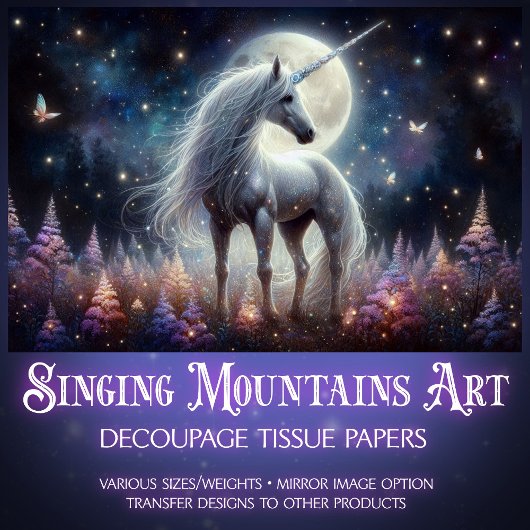 Papier Mousseline Celestial Fairycore Unicorn Glow Decoupage 