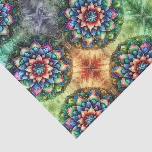 Papier Mousseline Celestial Neon Mandala Retro-Moderne (Détail)