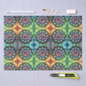 Papier Mousseline Celestial Neon Mandala Retro-Moderne (Artisanat)