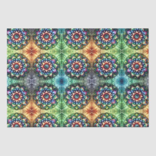 Papier Mousseline Celestial Neon Mandala Retro-Moderne (Recto)