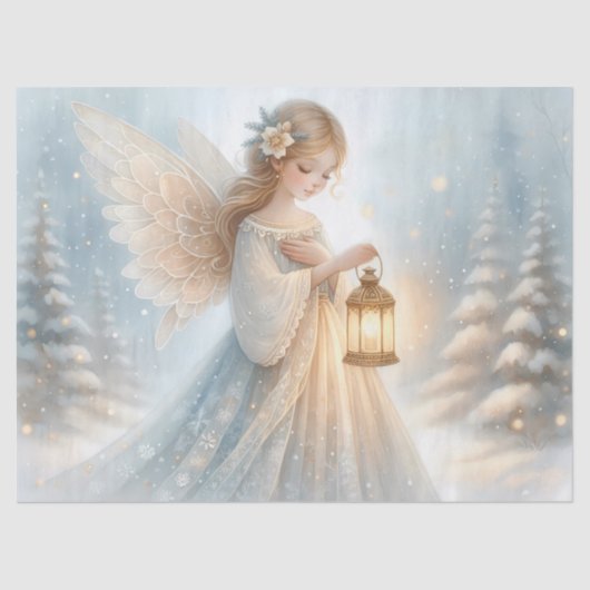 Papier Mousseline Celestial Winter Angel Lantern of Comfort (Recto)