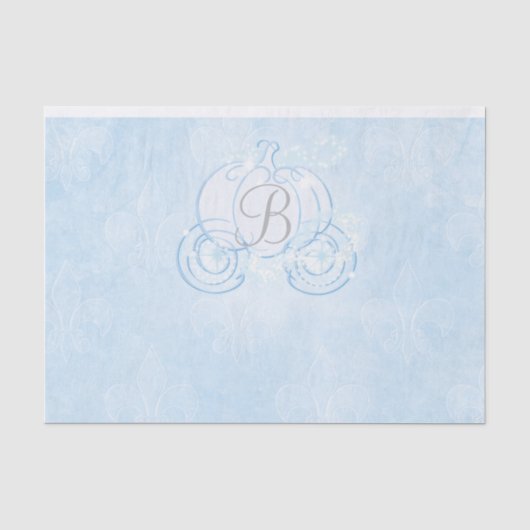 Papier Mousseline Cendrillon Carrosse Citrouille Monogramme Initiale (Recto)