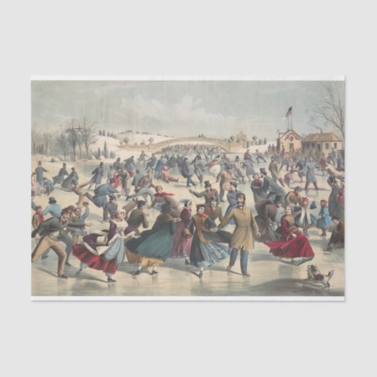Papier Mousseline Central-Park, hiver. L'étang de patinage. New York (Recto)