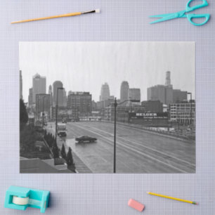 Papier Mousseline Centre-ville de Kansas City, Missouri Photo noir e