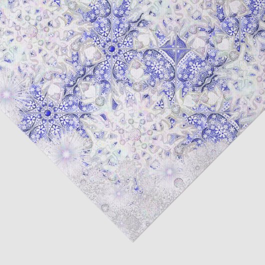 Papier Mousseline Ceramic lace blue of Greece & snowflake (Détail)