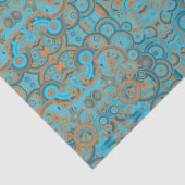 Papier Mousseline Cercle Concentré Dégradé Orange Rust Turquoise (Détail)