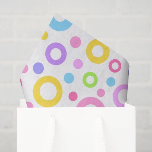 Papier Mousseline Cercles colorés Pastel (Sac cadeau)