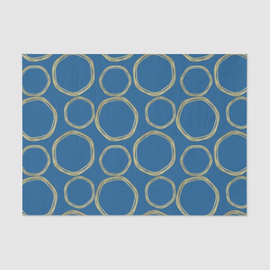 Papier Mousseline Cercles d'or et Bleu clair Moderne tendance (Recto)