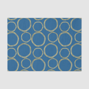 Papier Mousseline Cercles dorés et bleu vif moderne tendance