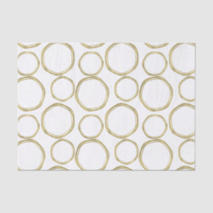 Papier Mousseline Cercles Dorés Sur Fond Blanc Moderne Tendance