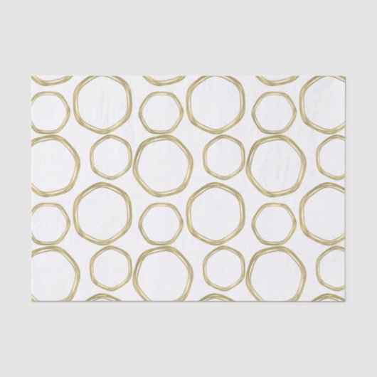 Papier Mousseline Cercles Dorés Sur Fond Blanc Moderne Tendance (Recto)
