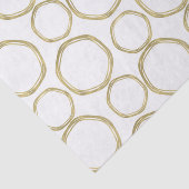 Papier Mousseline Cercles Dorés Sur Fond Blanc Moderne Tendance (Détail)