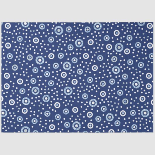Papier Mousseline Cercles géométriques bleus doux Motif Océan (Recto)