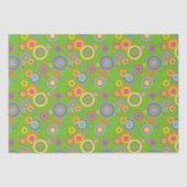 Papier Mousseline Cercles mods rétro sur vert (Recto)