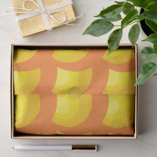 Papier Mousseline Cercles orangés rétro (Cadeau)