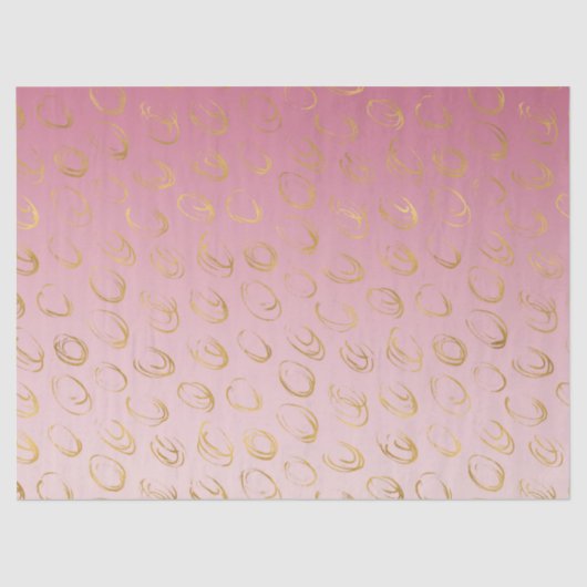 Papier Mousseline Cercles Pink Ombre Gold Chic (Recto)