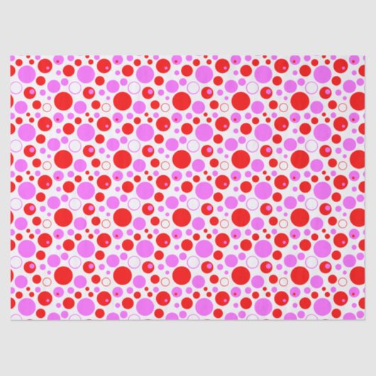 Papier Mousseline Cercles roses et rouges et Pois (Recto)