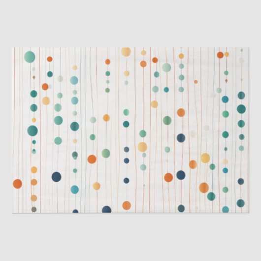 Papier Mousseline Cercles Tangerins Turquoise (Recto)