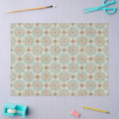 Papier Mousseline Cercles turquoises et crème sur la découpage en ta (Artisanat)