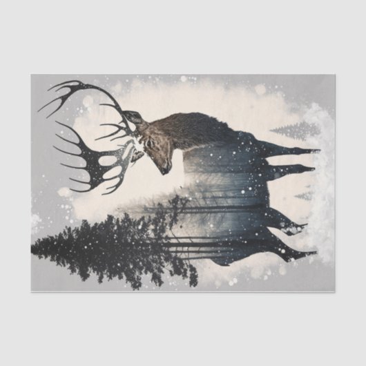 Papier Mousseline Cerf aux arbres (Recto)