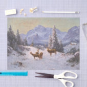 Papier Mousseline Cerf avec troupeau en hiver, Découpage (Artisanat)