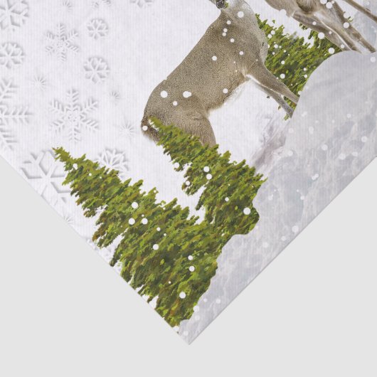 Papier Mousseline Cerf blanc en hiver Wonderland (Détail)
