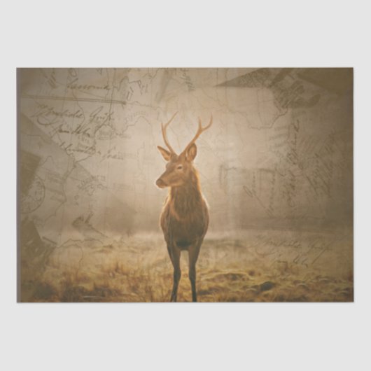 Papier Mousseline Cerf dans la forêt (Recto)
