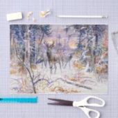 Papier Mousseline Cerf dans une forêt de neige (saison d'hiver) (Artisanat)