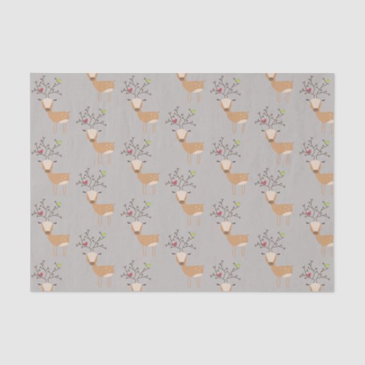 Papier Mousseline Cerf de Noël aux oiseaux (Recto)