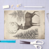 Papier Mousseline Cerf d'hiver vintage (Artisanat)