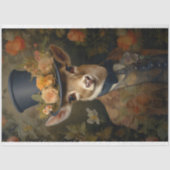 Papier Mousseline Cerf en costume, Casquette avec Fleurs 2 découpage (Recto)