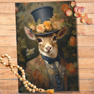 Papier Mousseline Cerf en costume, Casquette avec Fleurs 2 découpage