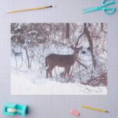 Papier Mousseline Cerf en hiver Photo Tissus Papier (Artisanat)