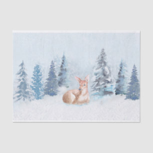 Papier Mousseline Cerfs communs chics d'aquarelle d'hiver dans la