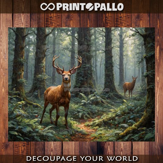 Papier Mousseline Cerfs dans la forêt