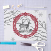 Papier Mousseline Cerfs dans la forêt d'hiver Papier de tissus de No (Artisanat)